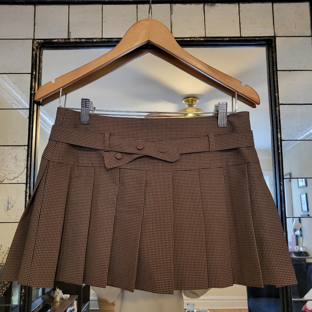 Zara Brown Checkered Mini Skort